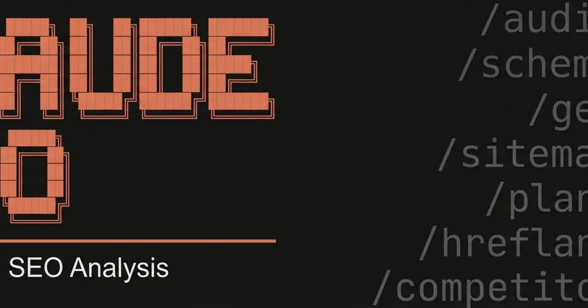 Claude SEO homepage graphic with audit and schema command names
