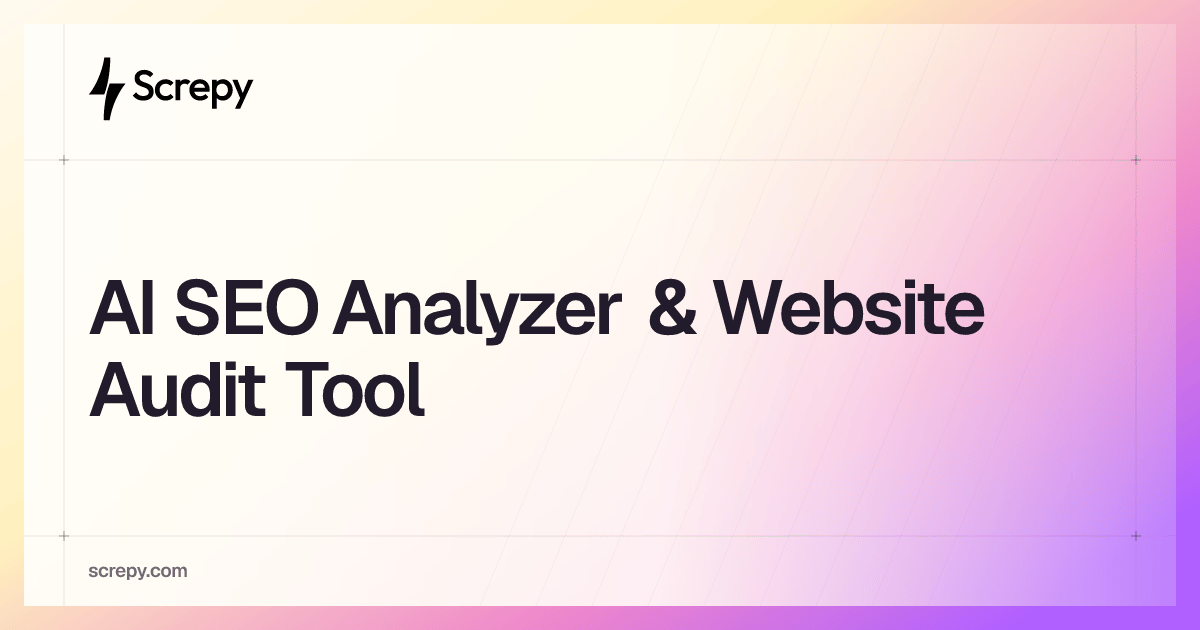 Screpy homepage card describing its AI SEO analyzer and website audit tool