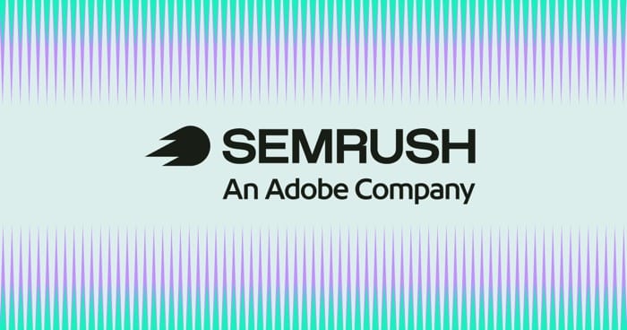 Semrush homepage graphic identifying the brand as an Adobe company.
