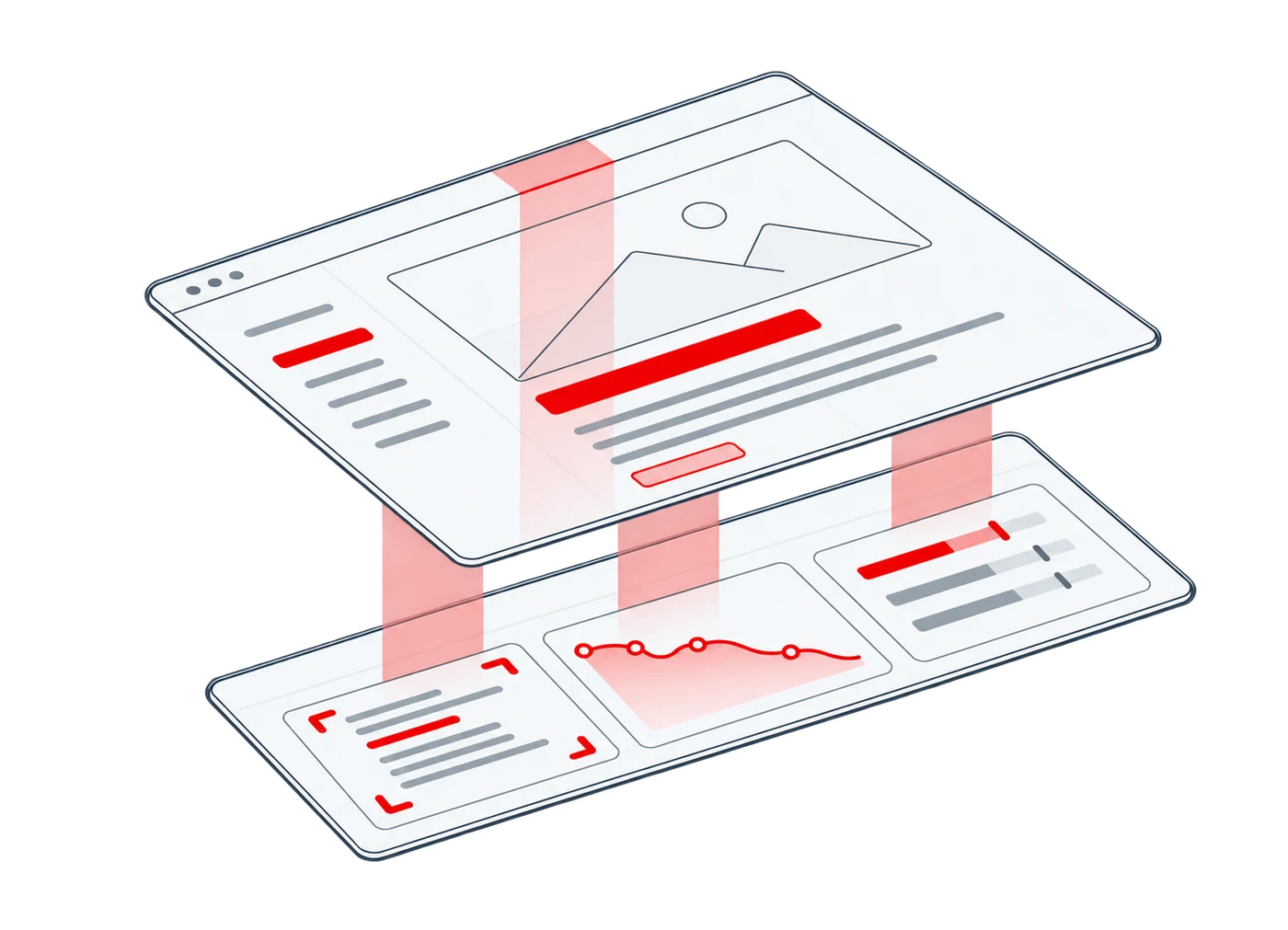 सहायक डेटा परतों के पास वेबसाइट का एक पेज है, जिसका एक हिस्सा उभारा गया है।
