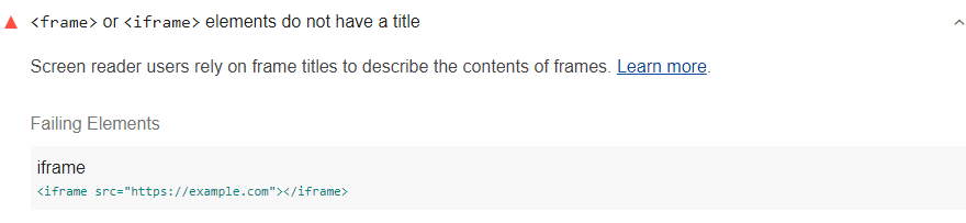 No <frame> or <iframe> elements with title