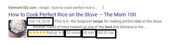 Organic search result snippet