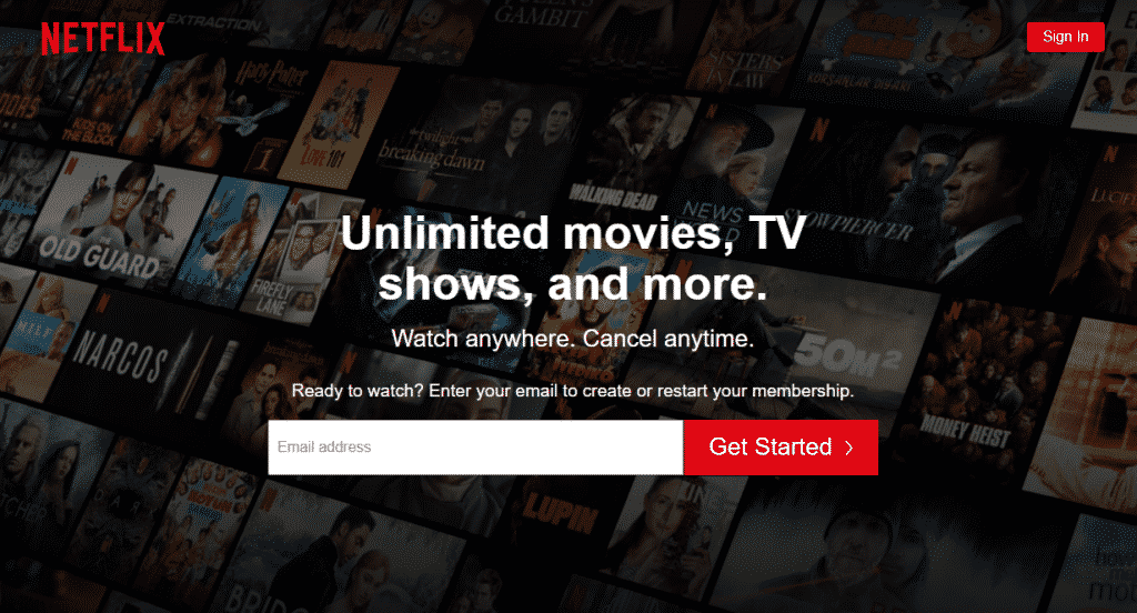 Homepage SEO - Netflix example