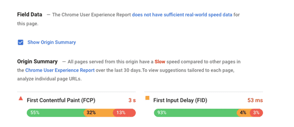 Field Data for Google Pagespeed