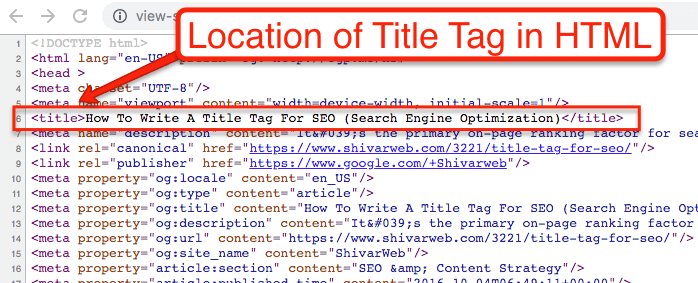 Title Tag Location in HTML